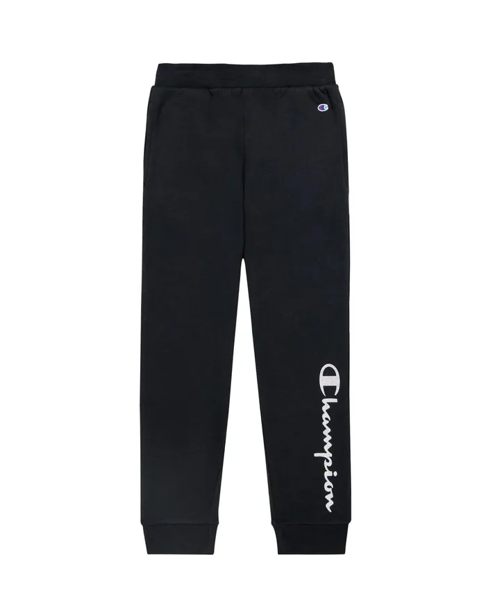 Little Girls Powerblend Joggers Glitter Script Logo Black Kids Champion Pants and Leggings Little Girls Powerblend Joggers Glitter Script Logo Black Kids Champion Pants and Leggings