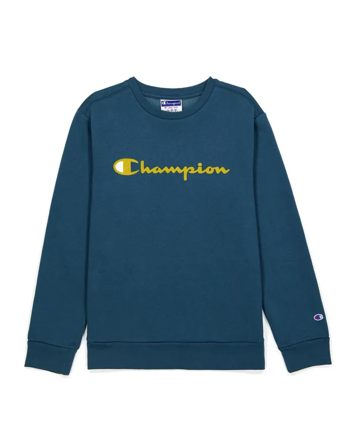Little Kids039 Powerblend Crew Sweatshirt Classic Script Metallic Teal Kids Champion Hoodies and Sweatshirts Little Kids039 Powerblend Crew Sweatshirt Classic Script Metallic Teal Kids Champion Hoodies and Sweatshirts