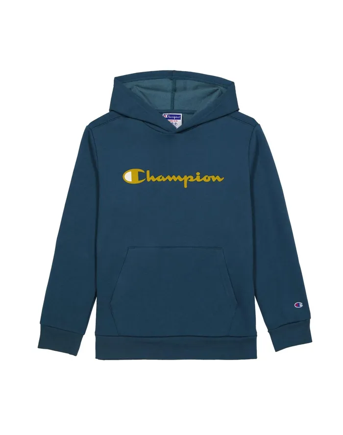 Little Kids039 Powerblend Hoodie Classic Script Metallic Teal Kids Champion Hoodies and Sweatshirts