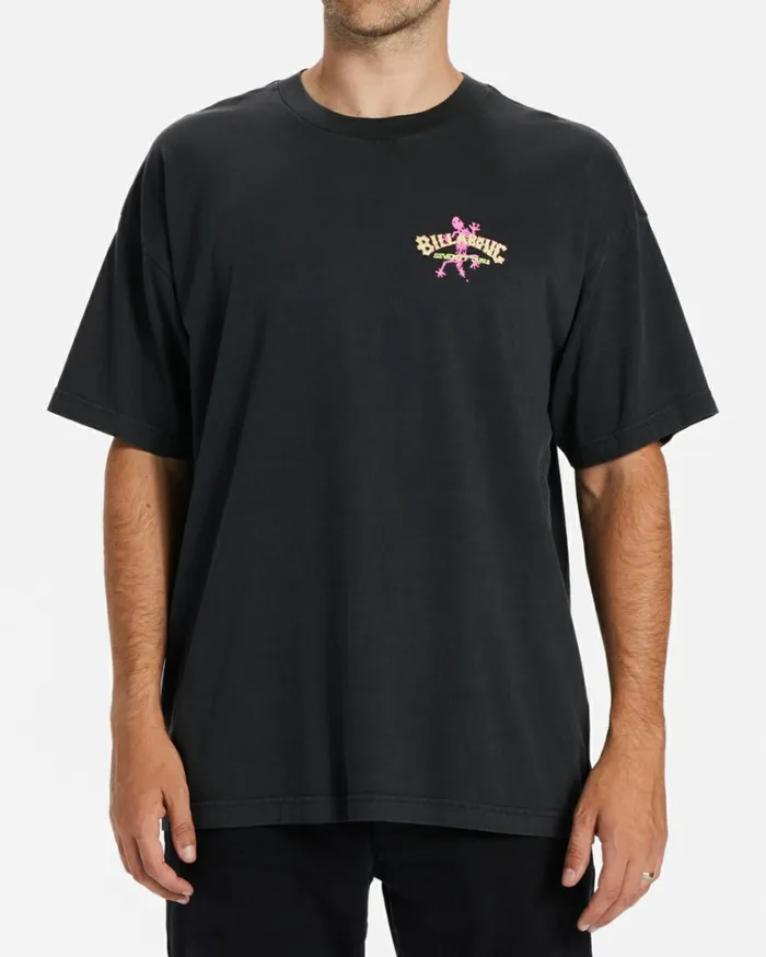 Lizards TShirt Washed Black Men Billabong TShirts