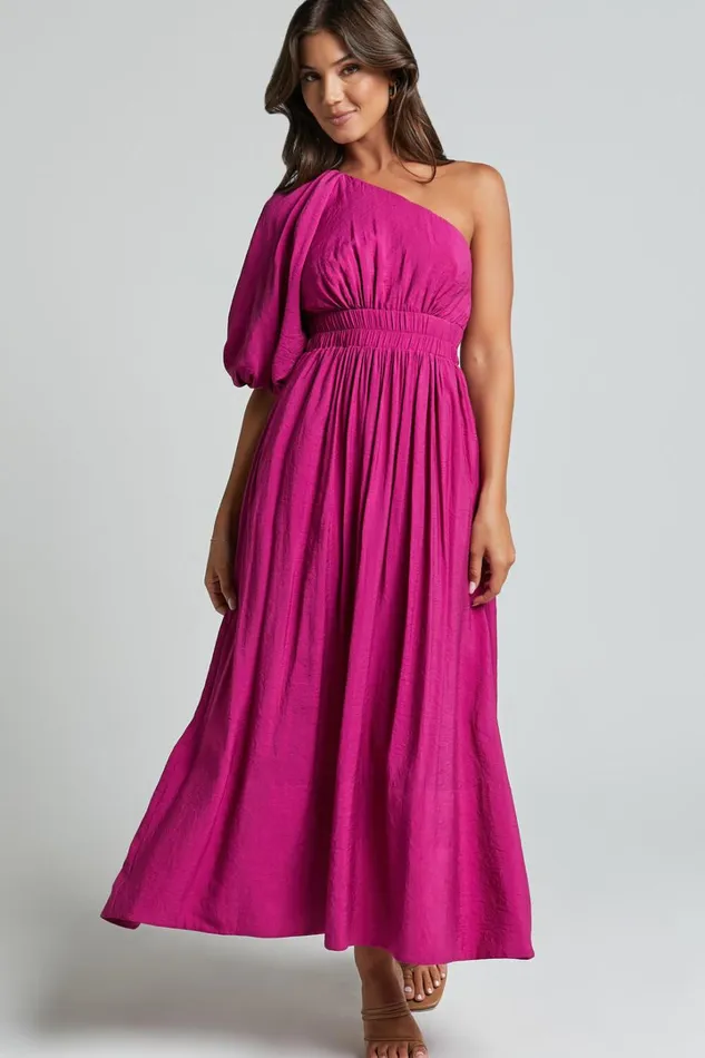 Lleve Midi Dress 8211 One Shoulder Empire Waist Dress In Grape Women Showpo Dresses
