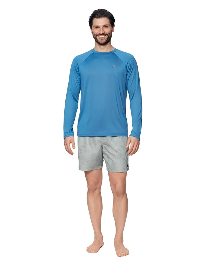 LongSleeve Sun Shirt C Patch Antique Blue Men Champion Swimwear