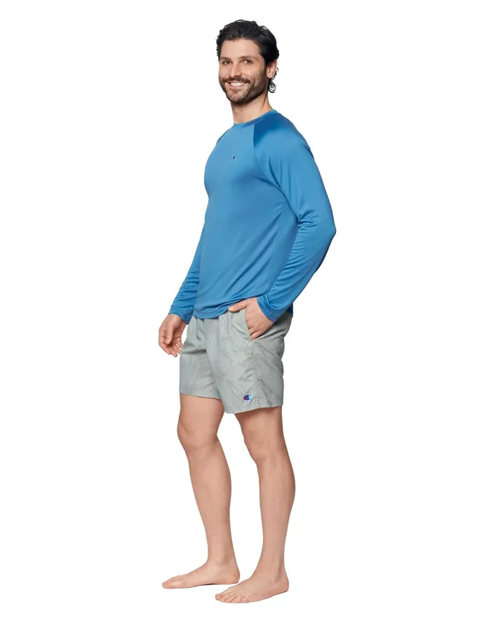 LongSleeve Sun Shirt C Patch Antique Blue Men Champion Swimwear