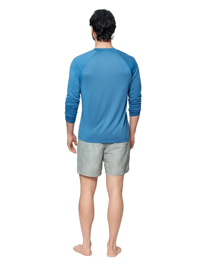 LongSleeve Sun Shirt C Patch Antique Blue Men Champion Swimwear