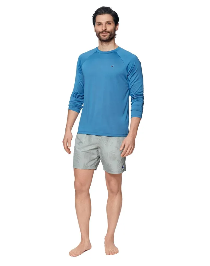 LongSleeve Sun Shirt C Patch Antique Blue Men Champion Swimwear