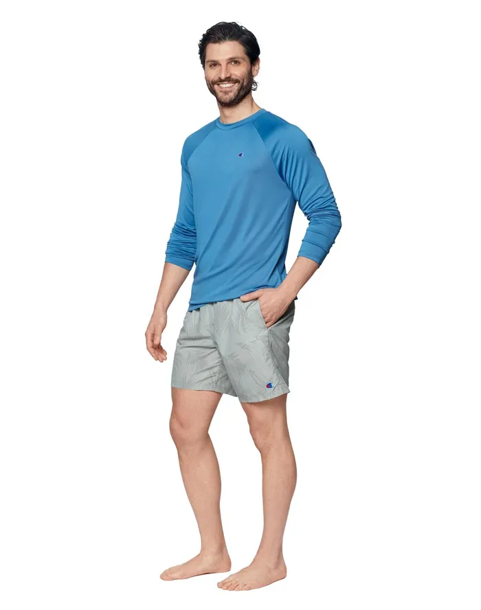 LongSleeve Sun Shirt C Patch Antique Blue Men Champion Swimwear