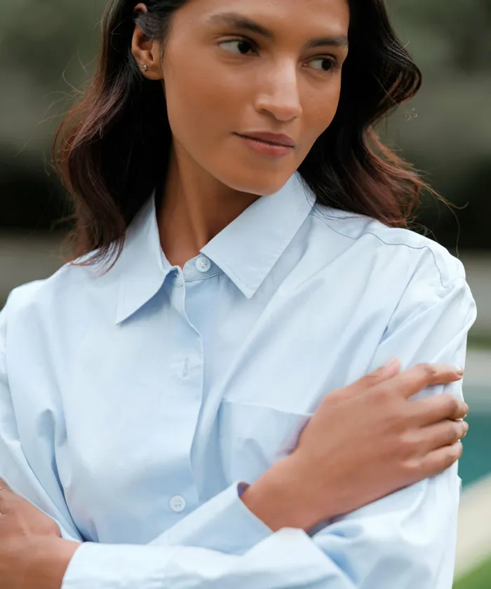 LongSleeve Tops Women Jenni Kayne Boyfriend Shirt French Blue
