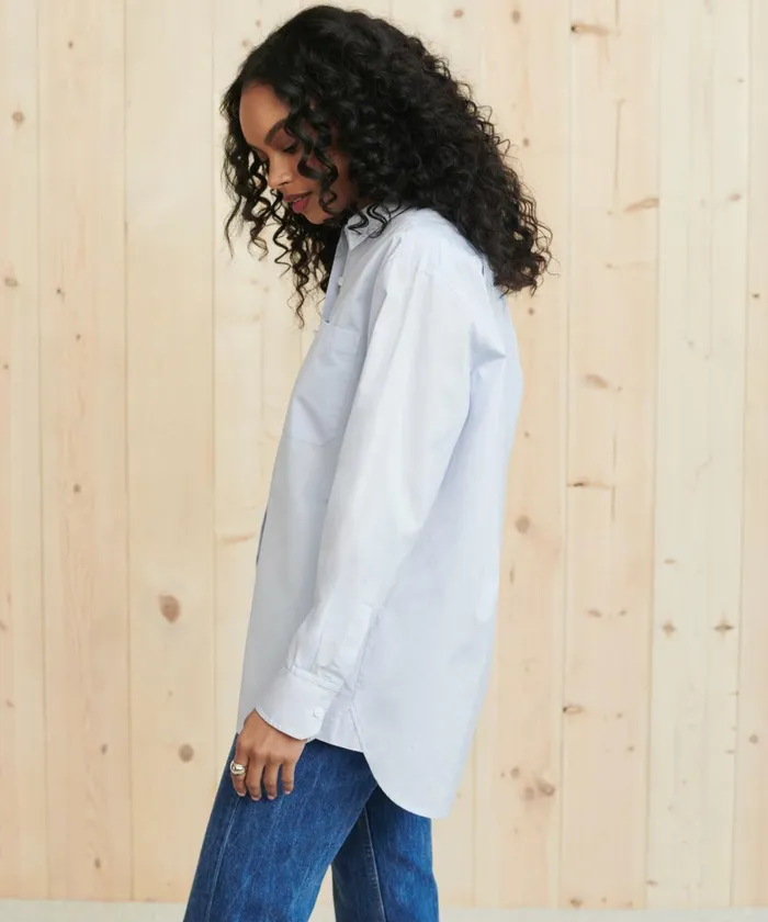LongSleeve Tops Women Jenni Kayne Boyfriend Shirt French Blue