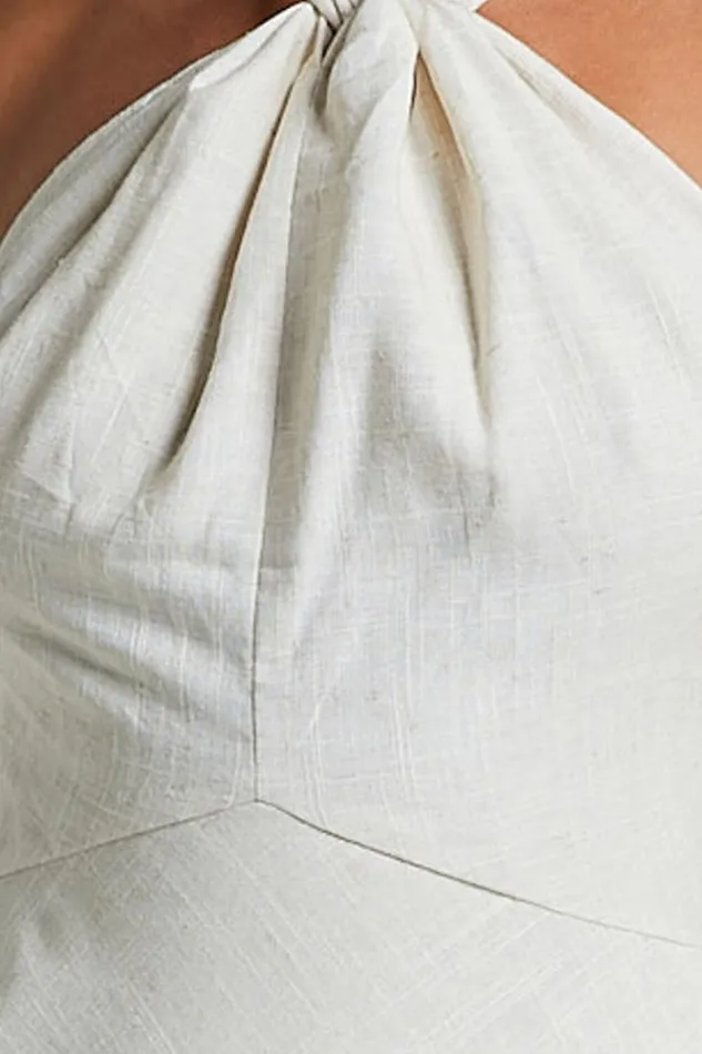 Louie Mini Dress 8211 Linen Look Halter Neck Dress In Natural Women Showpo Curve Clothes