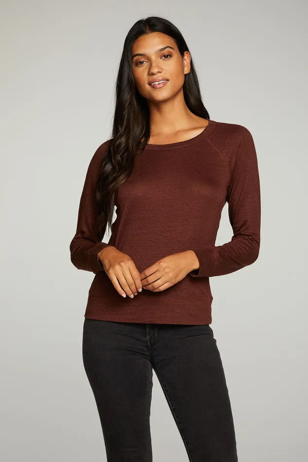 Loungewear Chaser Brand Womens Linen Jersey Long Sleeve Raglan Pullover