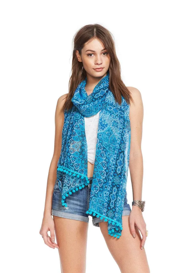 Loungewear Chaser Brand Womens PRINTED POM POM SARONGSCARF