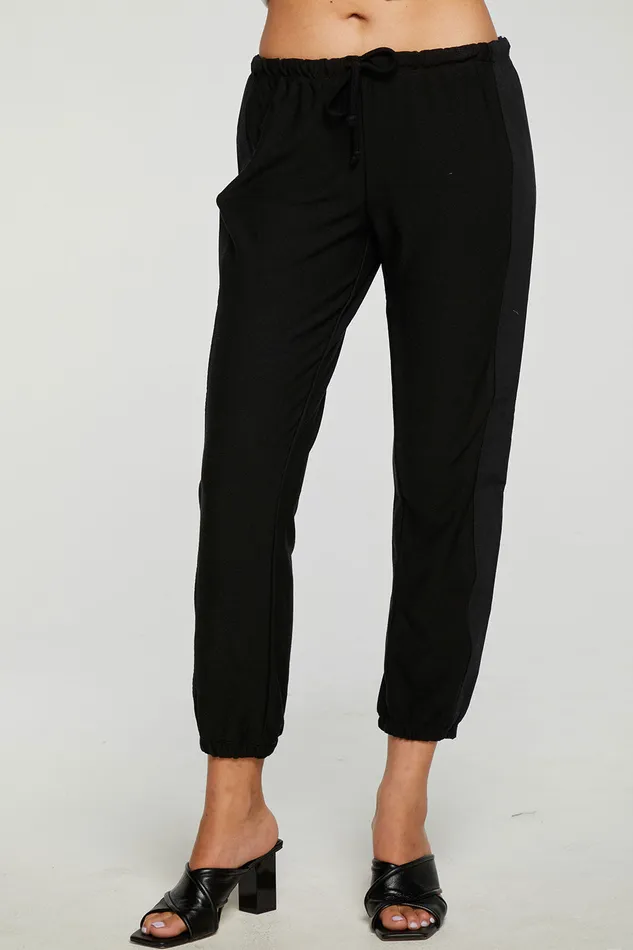 Loungewear Chaser Brand Womens RPET Cozy Knit Mixed Poplin Side Panel Jogger