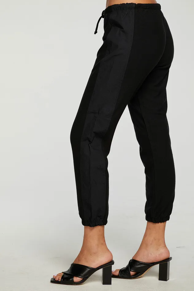 Loungewear Chaser Brand Womens RPET Cozy Knit Mixed Poplin Side Panel Jogger