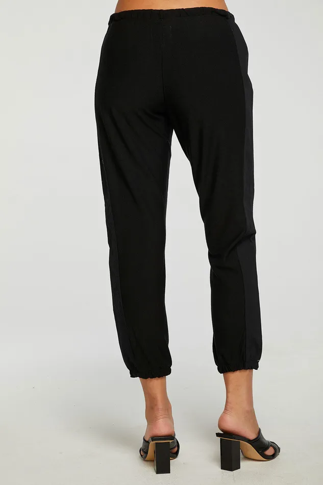 Loungewear Chaser Brand Womens RPET Cozy Knit Mixed Poplin Side Panel Jogger