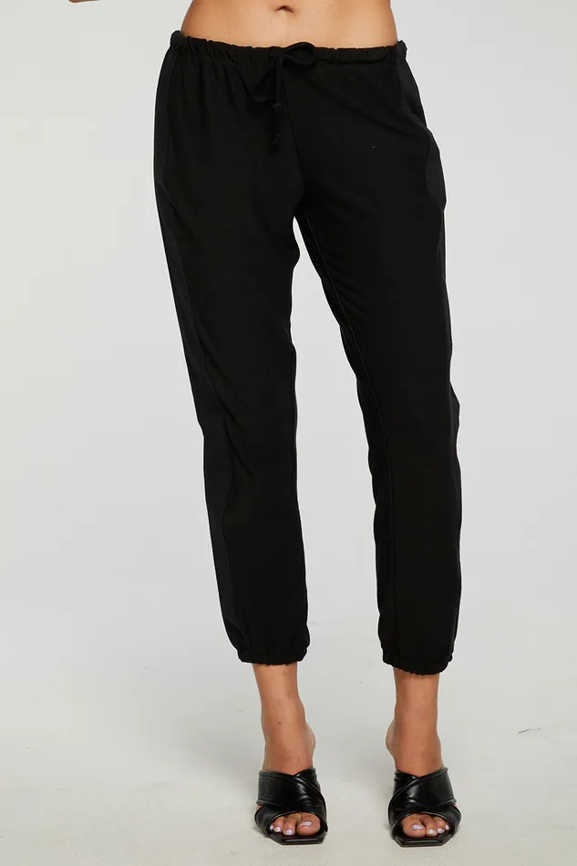 Loungewear Chaser Brand Womens RPET Cozy Knit Mixed Poplin Side Panel Jogger