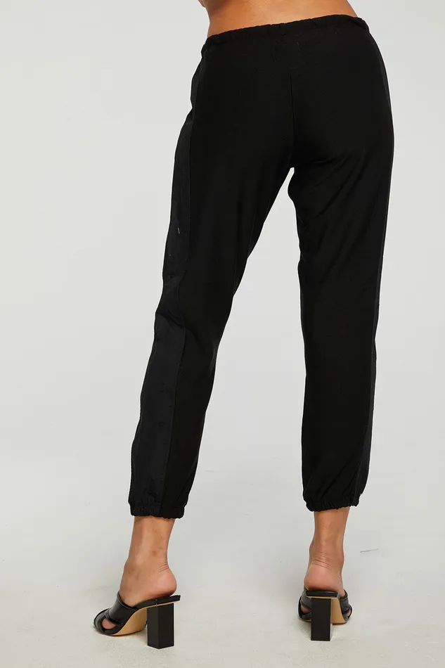 Loungewear Chaser Brand Womens RPET Cozy Knit Mixed Poplin Side Panel Jogger