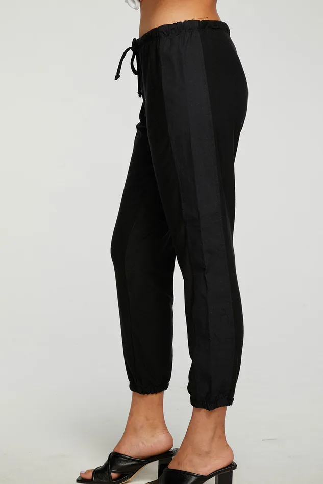 Loungewear Chaser Brand Womens RPET Cozy Knit Mixed Poplin Side Panel Jogger