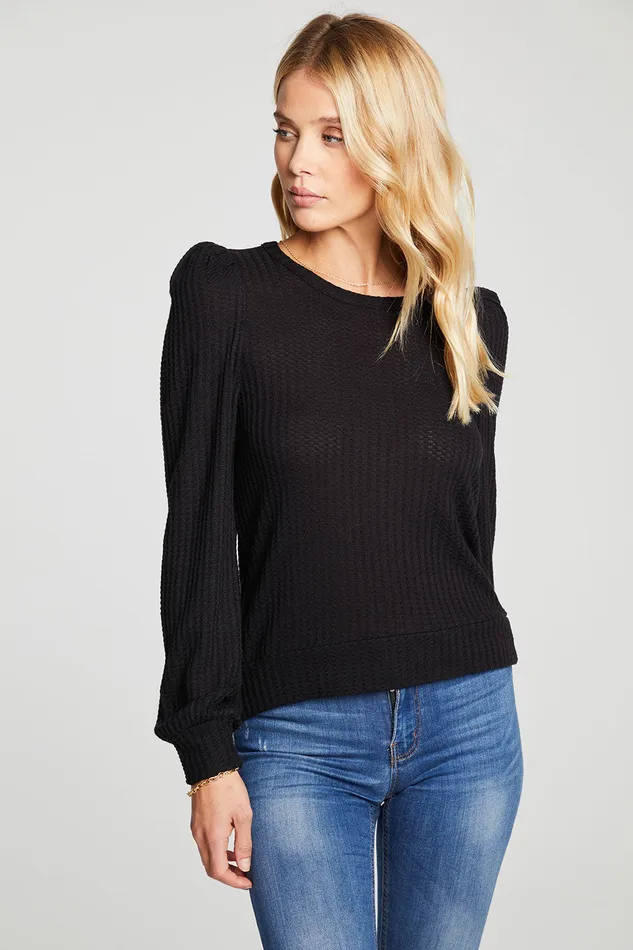 Loungewear Chaser Brand Womens Vintage Thermal Puff Sleeve Tee With Cuffs
