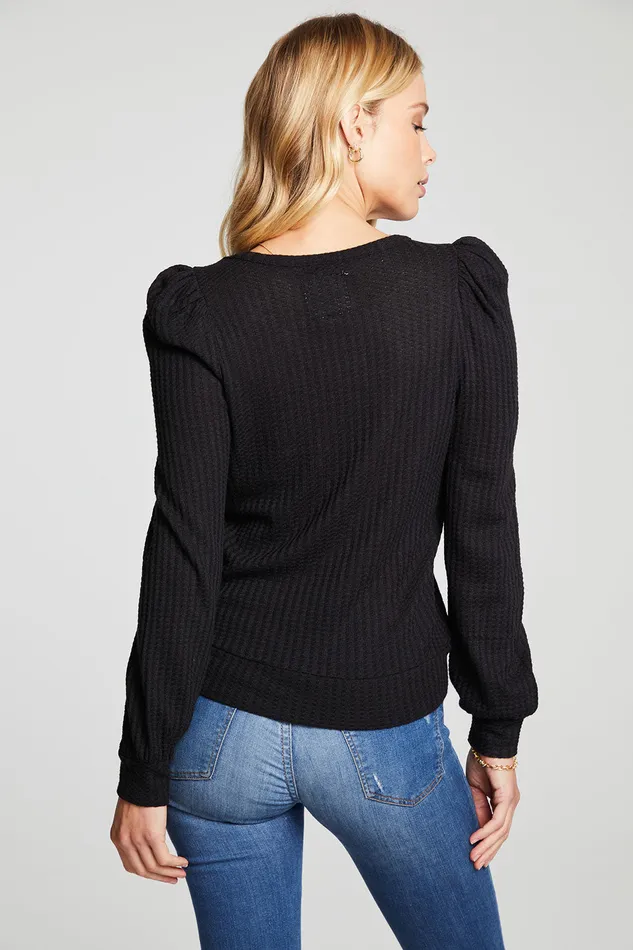 Loungewear Chaser Brand Womens Vintage Thermal Puff Sleeve Tee With Cuffs