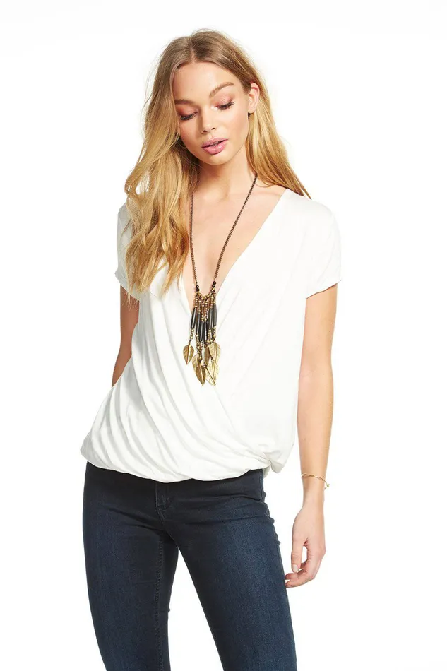 Loungewear COOL JERSEY SS DOUBLE SURPLICE TEE Chaser Brand Womens