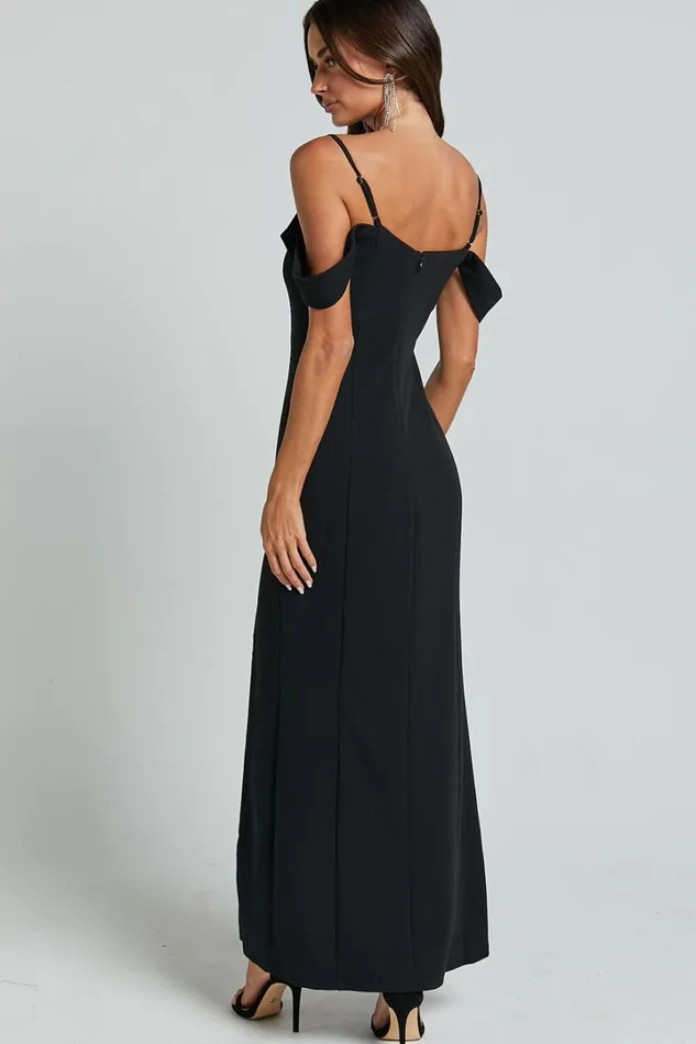 Lulette Maxi Dress 8211 Plunge V Off The Shoulder Sleeve Detail Maxi In Black Women Showpo Dresses