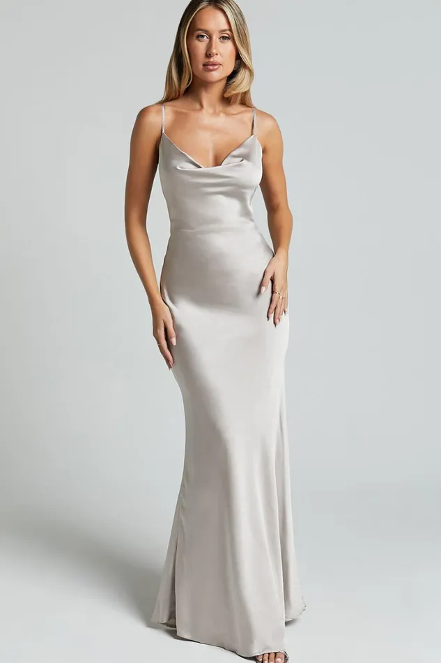 Lunaria Midi Dress 8211 Cowl Mermaid Slip Dress In Champagne Women Showpo Dresses