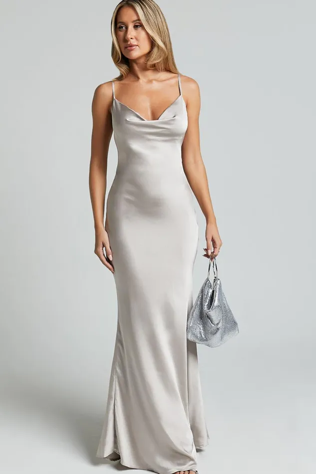 Lunaria Midi Dress 8211 Cowl Mermaid Slip Dress In Champagne Women Showpo Dresses