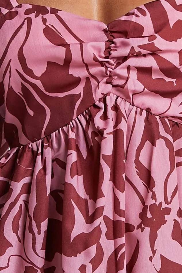 Lydie Mini Dress 8211 Sweetheart Short Balloon Sleeve Ruched Bodice Dress In Whirlwind Floral Print Women Showpo Dresses