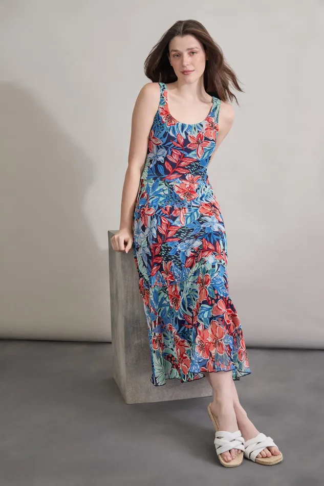 Maxi MultiTiered Dress Printed Chiffon Women Jones New York Dresses