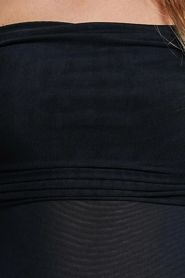 Maylene Bodysuit 8211 Ruched Off The Shoulder Mesh Bodysuit In Black Women Showpo Tops