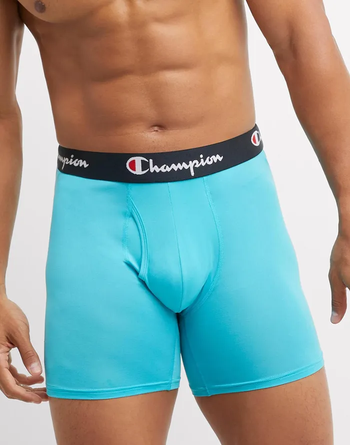 Men039S Boxer Briefs Pack Lightweight Stretch MoistureWicking 3Pack RedTealPrint Blackredwhite Script Logoteal Men Champion Underwear