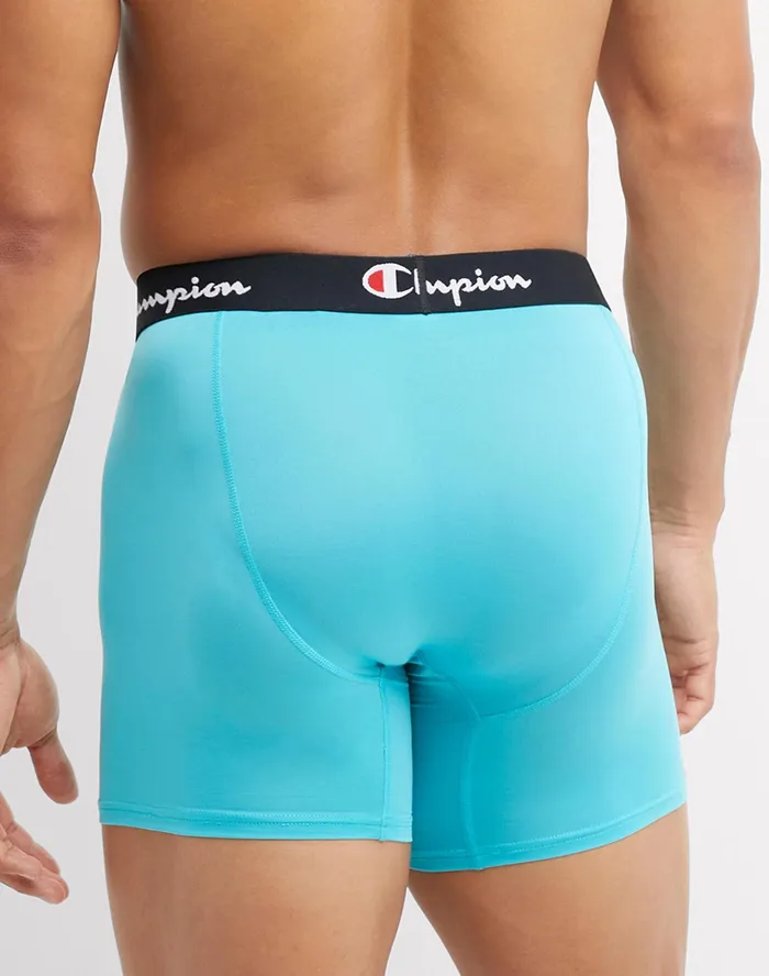 Men039S Boxer Briefs Pack Lightweight Stretch MoistureWicking 3Pack RedTealPrint Blackredwhite Script Logoteal Men Champion Underwear