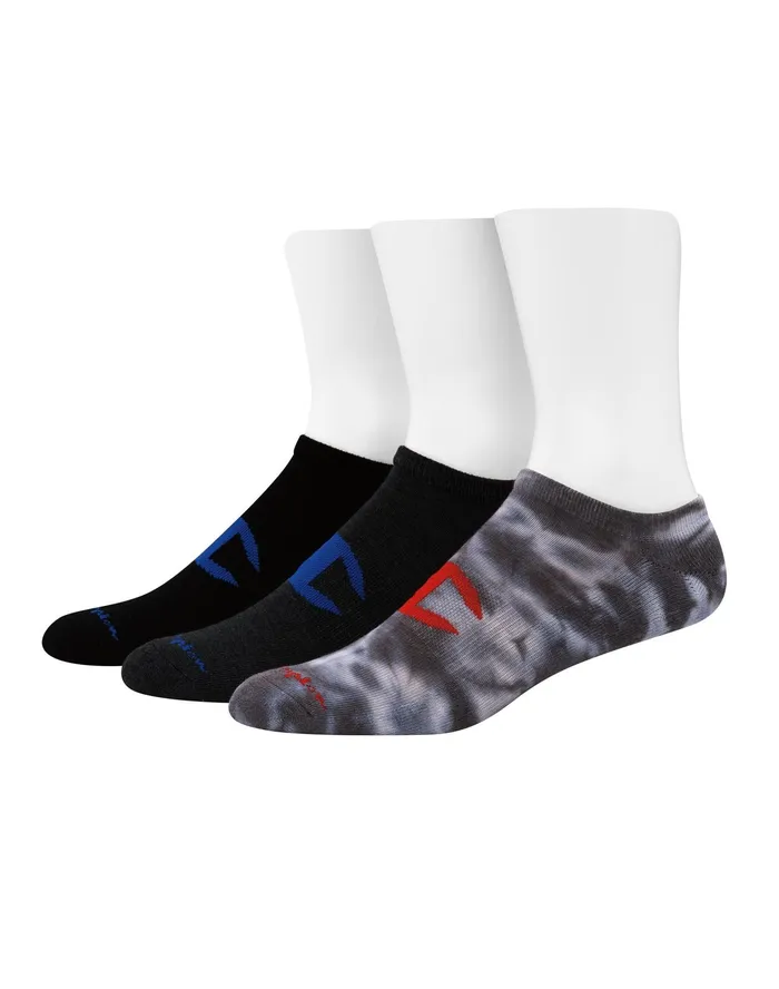 Men039S Super NoShow Socks TieDye Asst 3Pairs Dark Grey Tie Dye Assorted Men Champion Socks