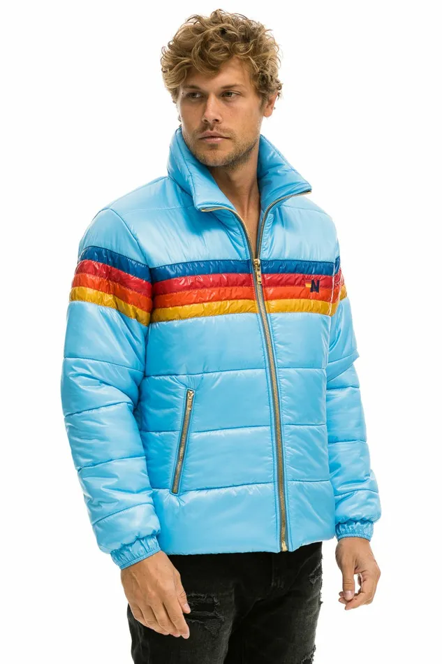 Men 4 STRIPE LUXE TRAVELER JACKET 8211 GLOSSY SKY Aviator Nation Outerwear Men 4 STRIPE LUXE TRAVELER JACKET 8211 GLOSSY SKY Aviator Nation Outerwear