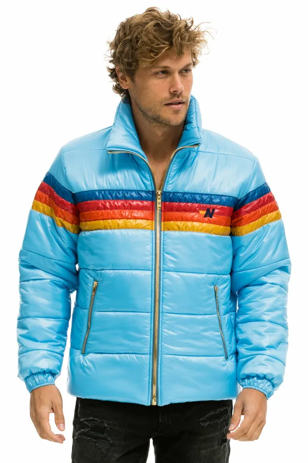 Men 4 STRIPE LUXE TRAVELER JACKET 8211 GLOSSY SKY Aviator Nation Outerwear Men 4 STRIPE LUXE TRAVELER JACKET 8211 GLOSSY SKY Aviator Nation Outerwear