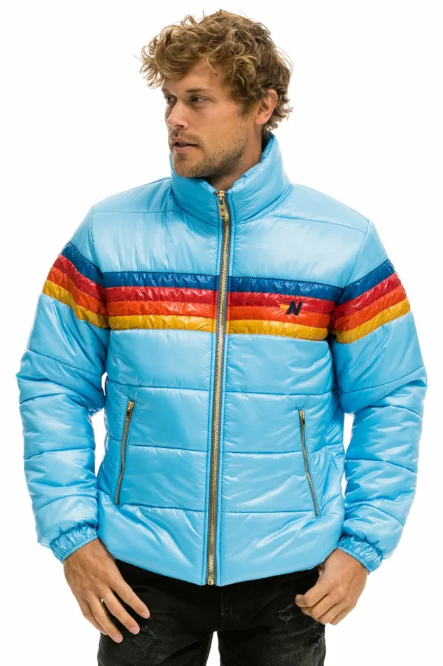 Men 4 STRIPE LUXE TRAVELER JACKET 8211 GLOSSY SKY Aviator Nation Outerwear Men 4 STRIPE LUXE TRAVELER JACKET 8211 GLOSSY SKY Aviator Nation Outerwear