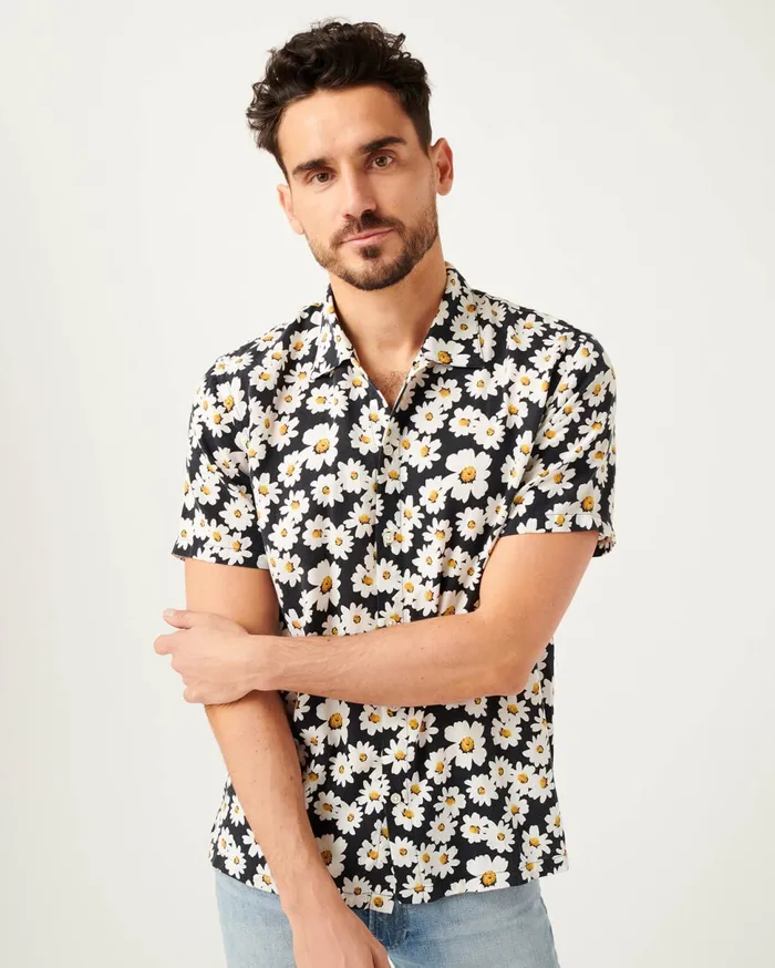 Men 7 For All Mankind Shirts Daisy Print Camp Collar Shirt