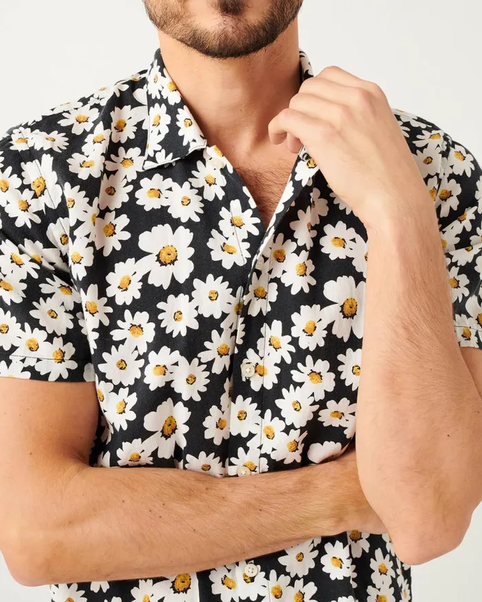 Men 7 For All Mankind Shirts Daisy Print Camp Collar Shirt
