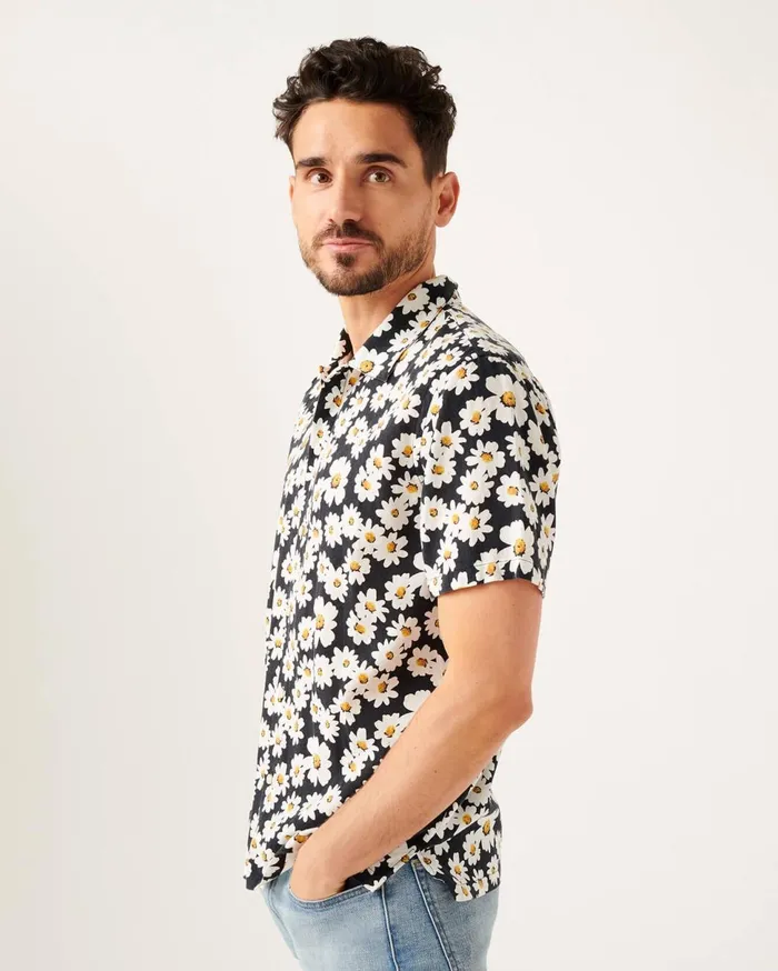 Men 7 For All Mankind Shirts Daisy Print Camp Collar Shirt