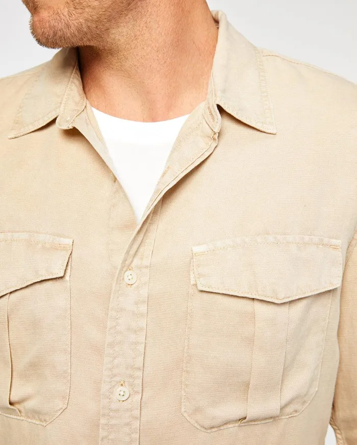 Men 7 For All Mankind Shirts Long Sleeve Double Pocket Military Shirt
