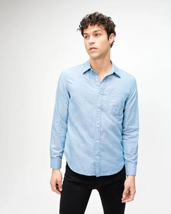 Men 7 For All Mankind Shirts One Pocket Shirt In Eggshell Blue