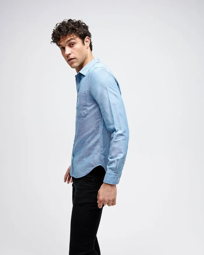 Men 7 For All Mankind Shirts One Pocket Shirt In Eggshell Blue
