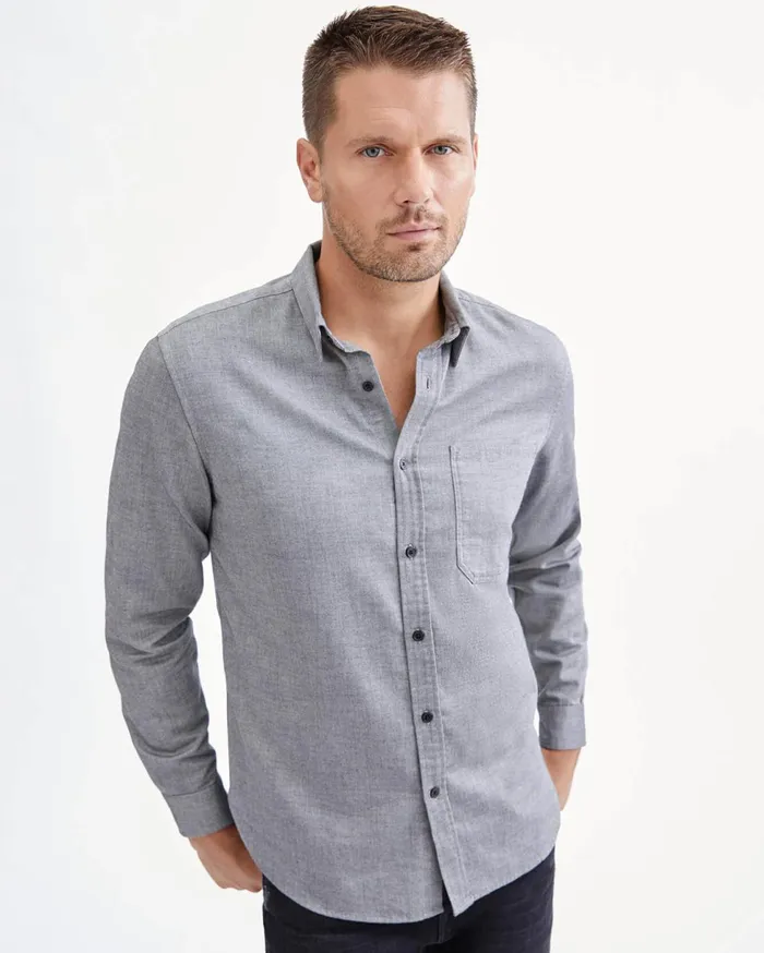 Men 7 For All Mankind Shirts Signature One Pocket Shirt In Charcoal