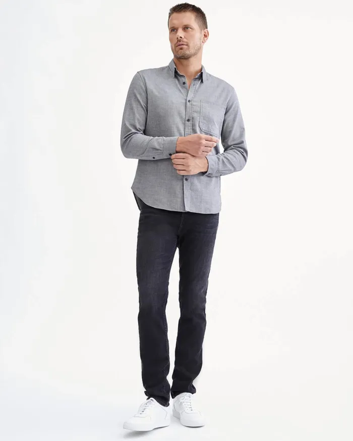 Men 7 For All Mankind Shirts Signature One Pocket Shirt In Charcoal
