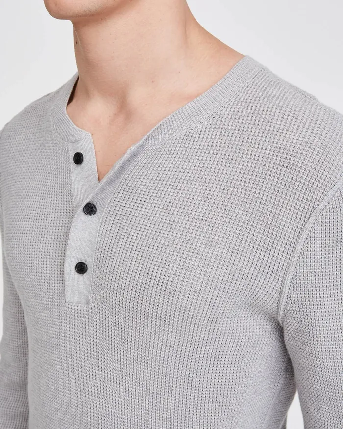 Men 7 For All Mankind Sweaters Military Sweater Henley In Fog