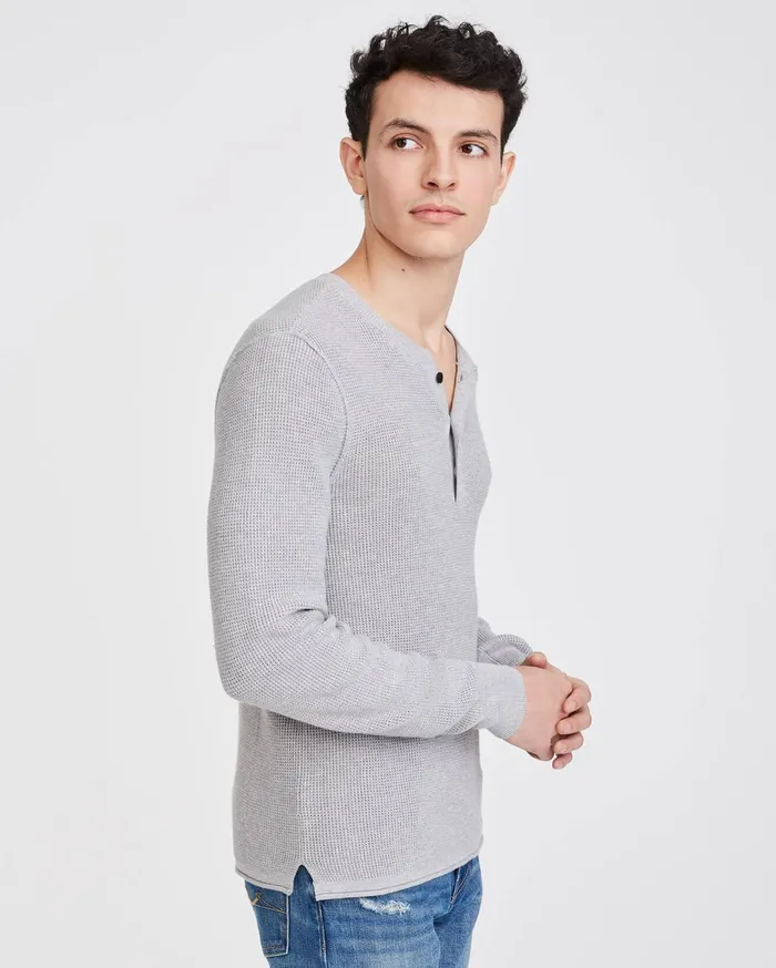 Men 7 For All Mankind Sweaters Military Sweater Henley In Fog
