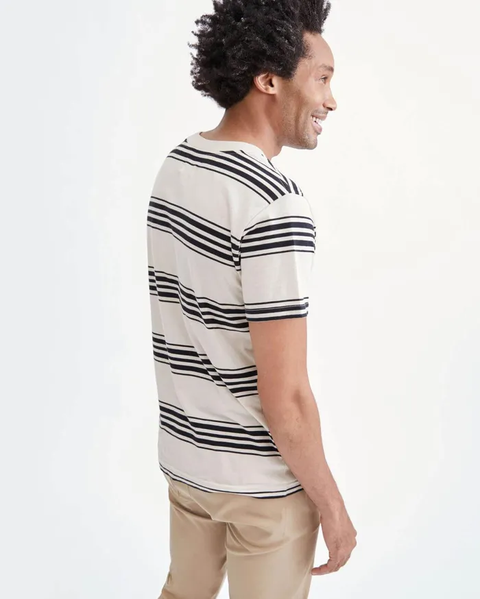 Men 7 For All Mankind Tees Modern Tee In IvoryBlack Stripe