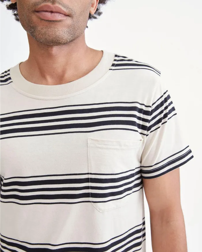 Men 7 For All Mankind Tees Modern Tee In IvoryBlack Stripe