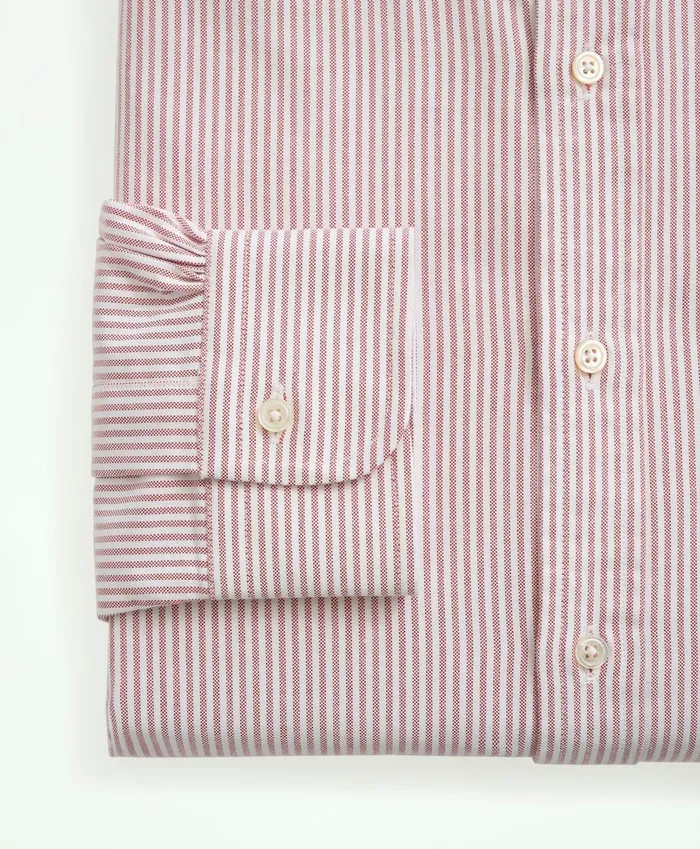Men AmericanMade Oxford Cloth ButtonDown Stripe Dress Shirt Red Brooks Brothers Dress Shirts