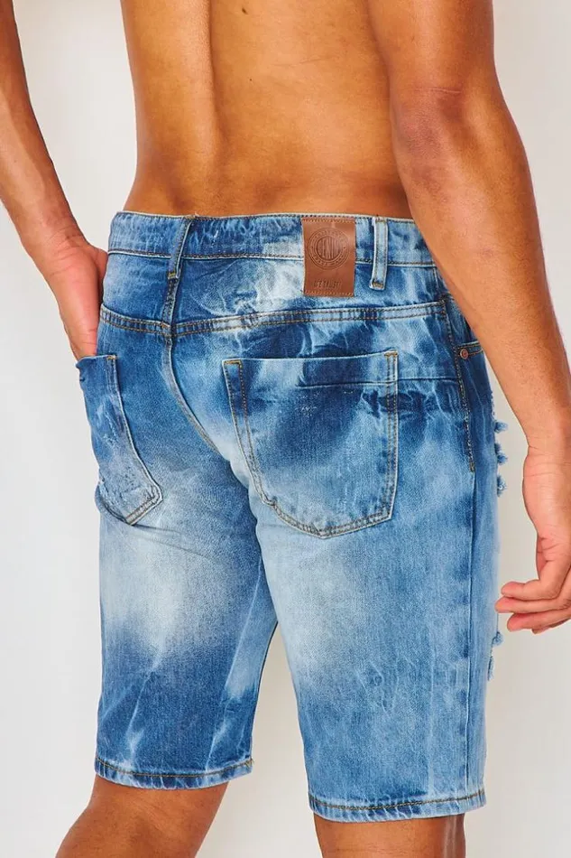 Men Bermuda Bleu En Jeans Dchir Blue Brentiny Paris Shorts
